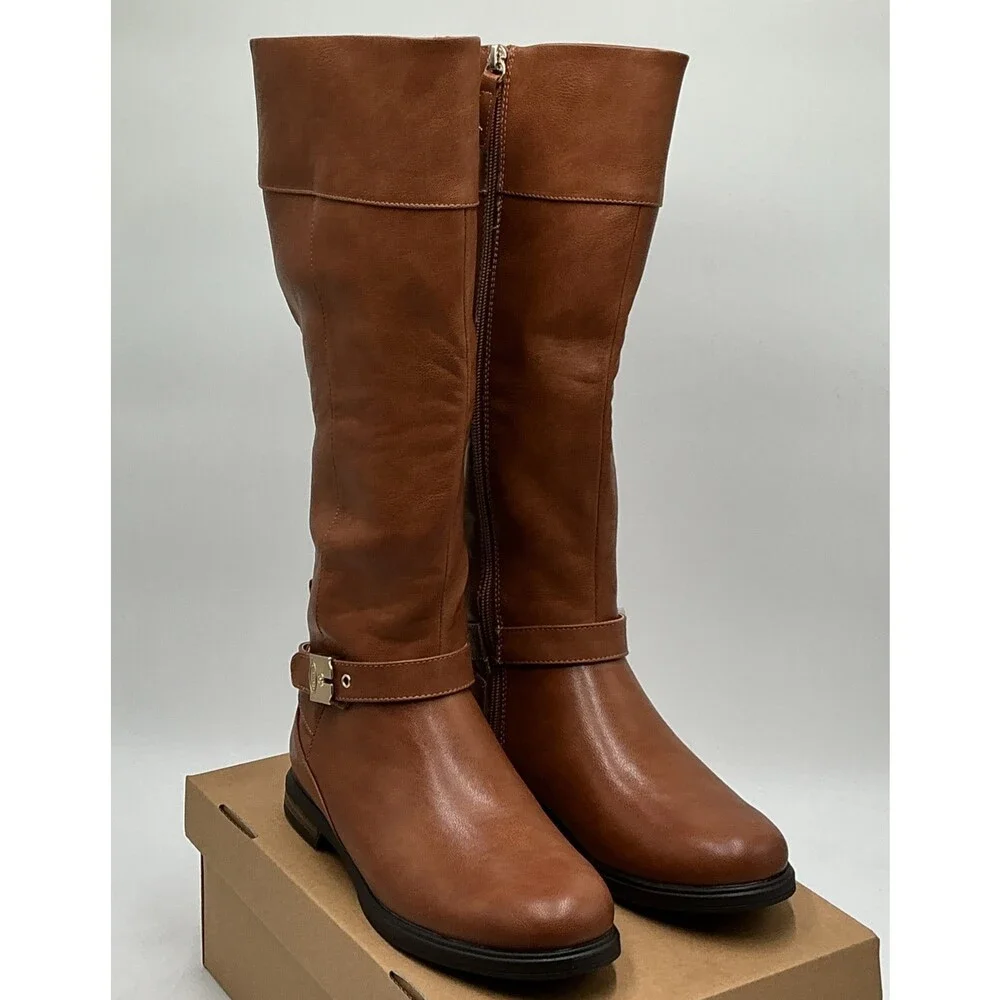Dr. Scholl's Hello Rider Boots Women's US 6 M Brown Leather Knee High Eby4578